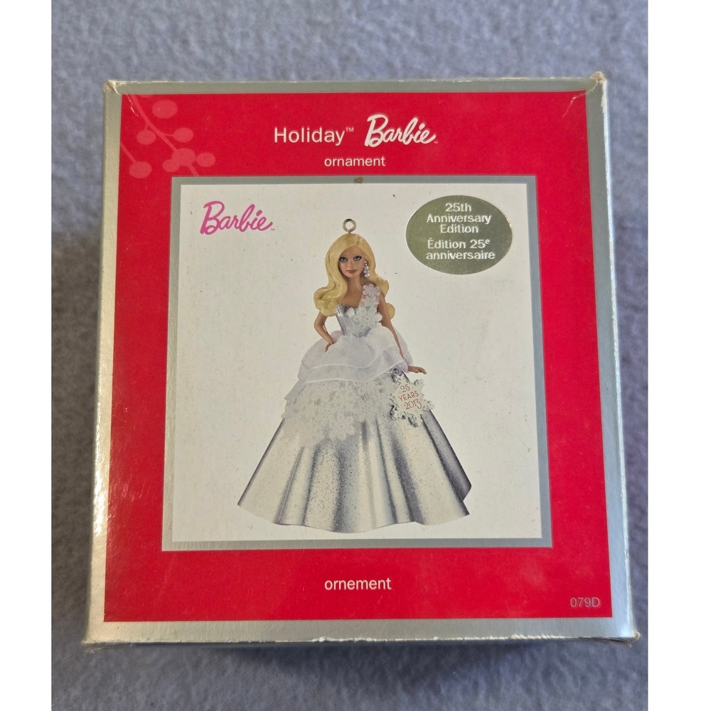 Barbie Holiday Ornament 25th Anniversary 2013 Silver Gown Heirloom 079D